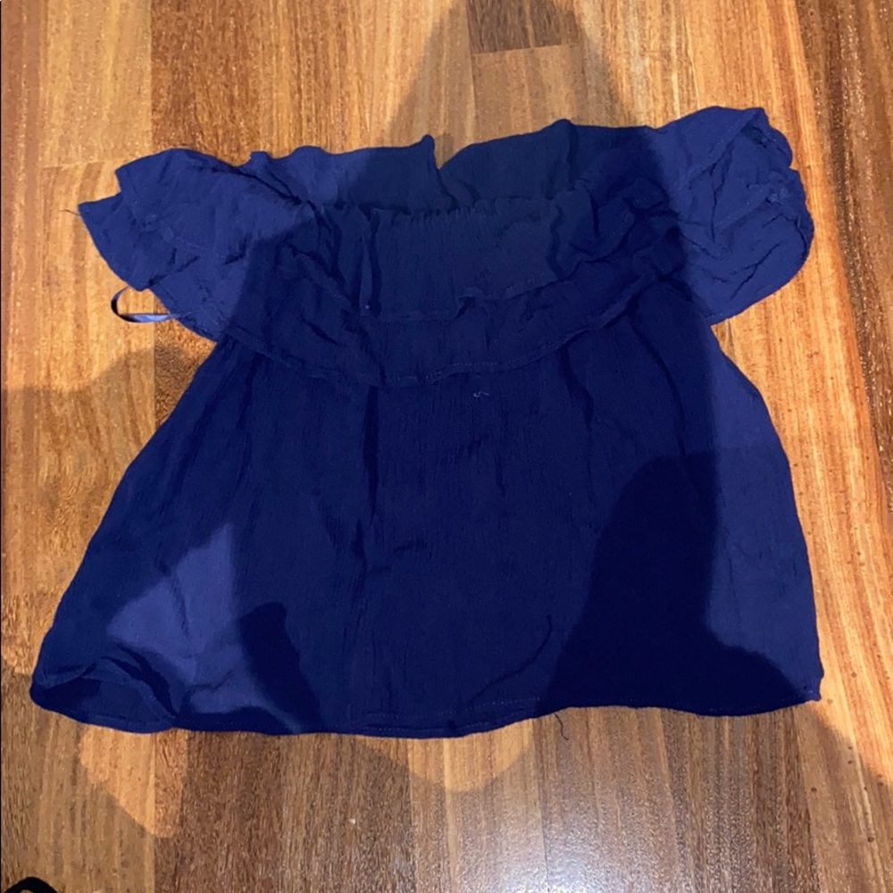 One love clothing. Off the shoulder navy shirt